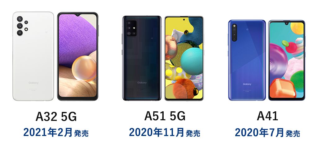 Galaxy A32 5G、Galaxy A51 5G、Galaxy A41