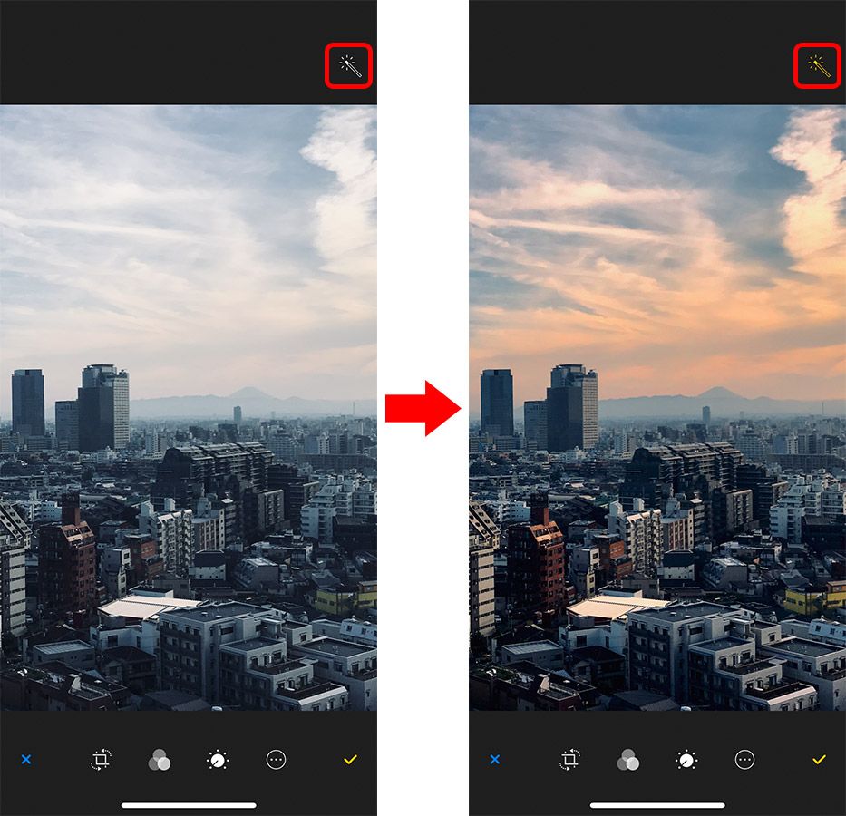 iPhone 写真加工「自動補正」