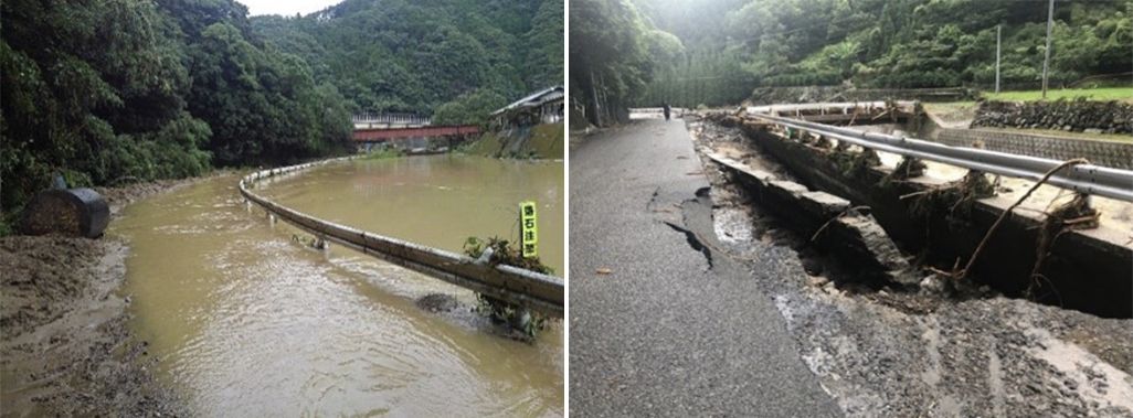 害により浸水した熊本県の国道