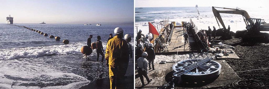 1994年、光海底ケーブルの陸揚げ