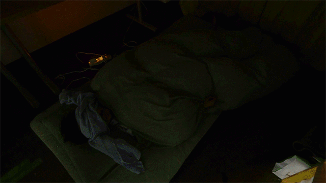 自室の布団で寝ている地主のGIF動画その3