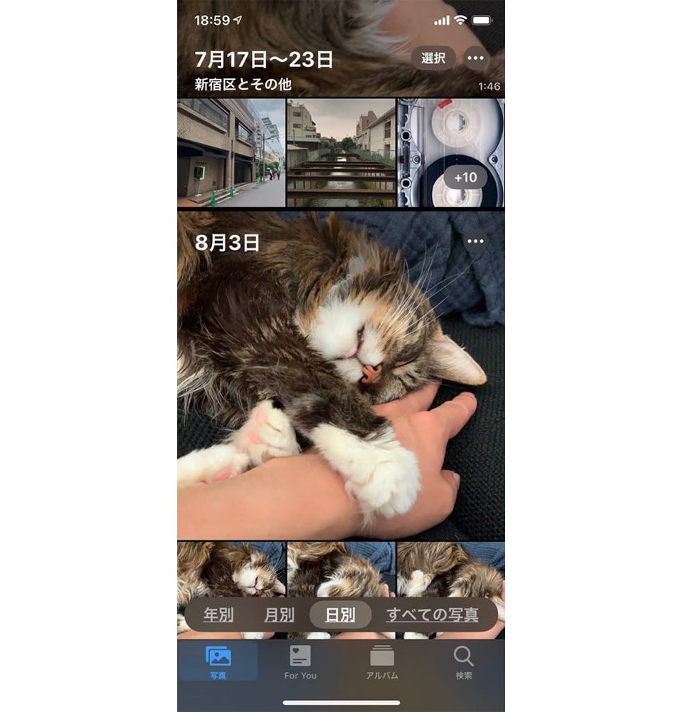 iOS13「写真」アプリの表示