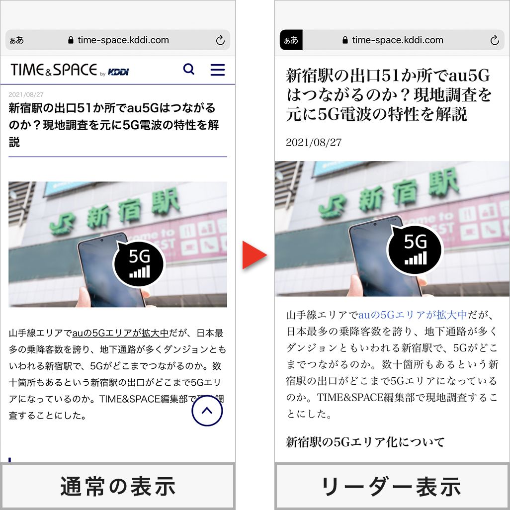 Safariでリーダー表示にする方法