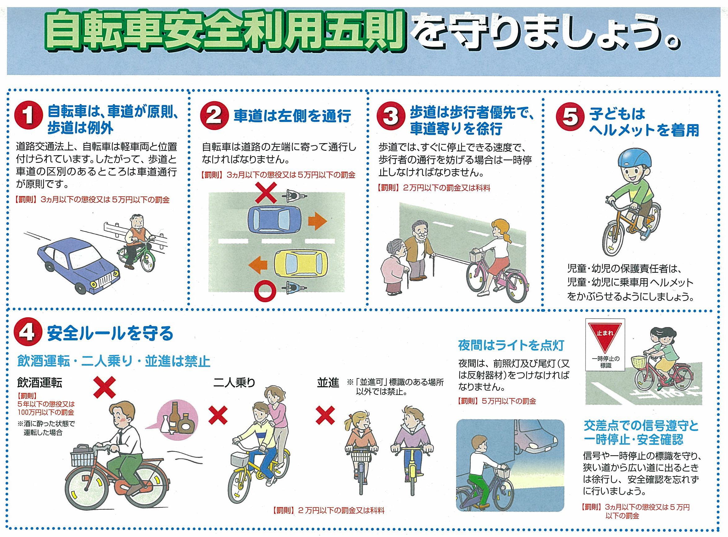 東京都の自転車安全利用五則