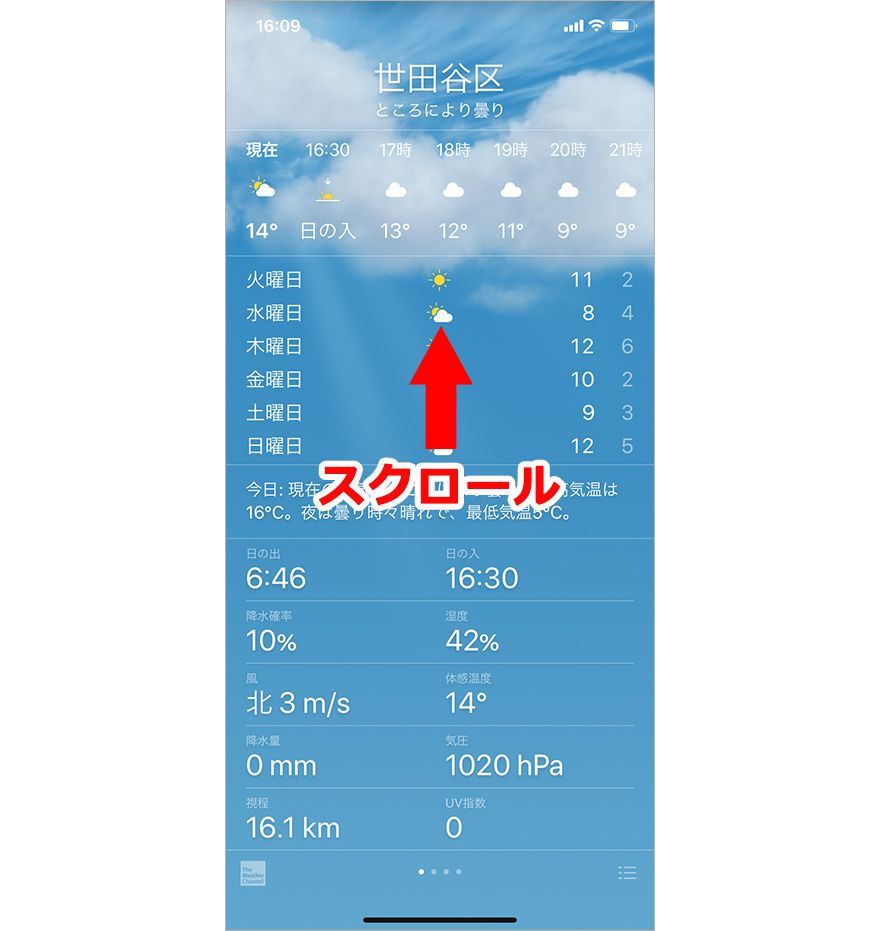 iPhoneの天気アプリ