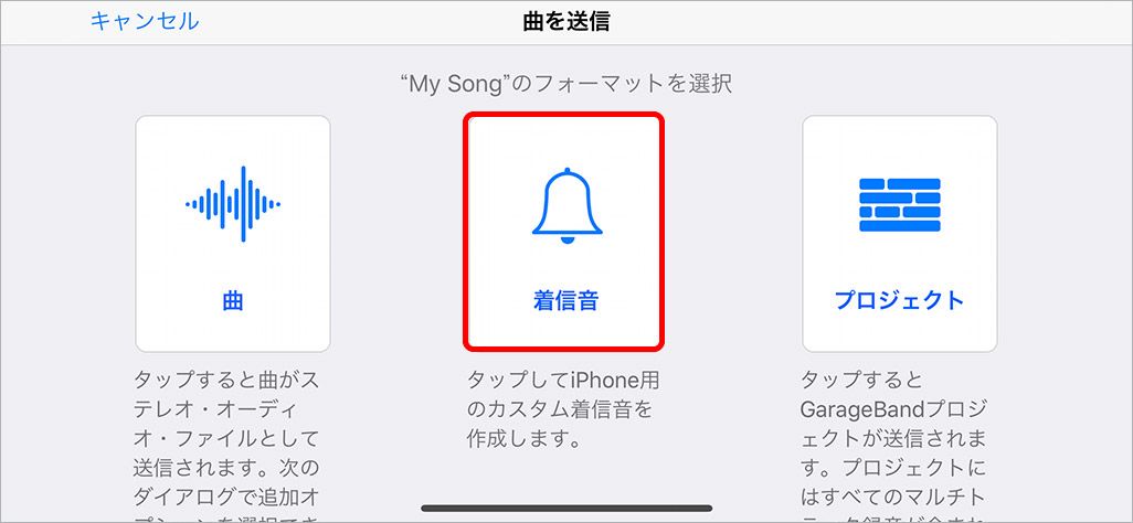 iPhoneの「GarageBand」内の［AUDIO RECORDER］の共有画面