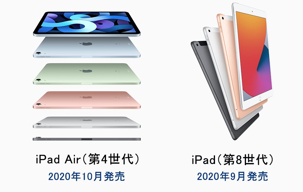 iPad Air（第4世代）、iPad（第8世代）