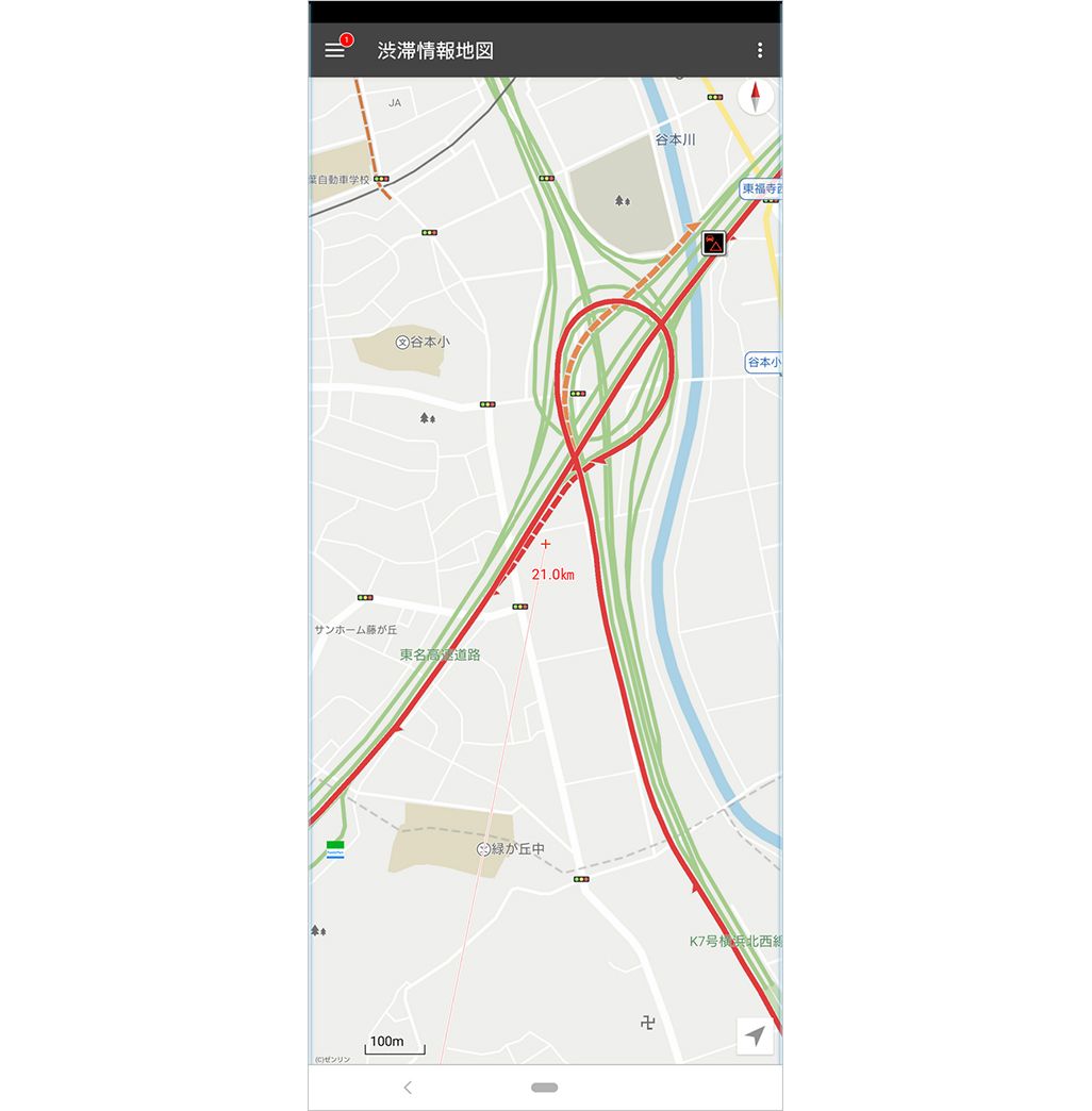 ナビタイムの渋滞情報地図
