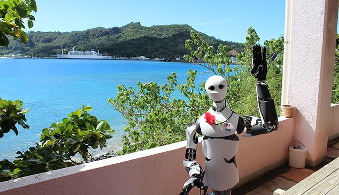 小笠原海洋センターに派遣されたTelexistence社のロボット・MODEL H