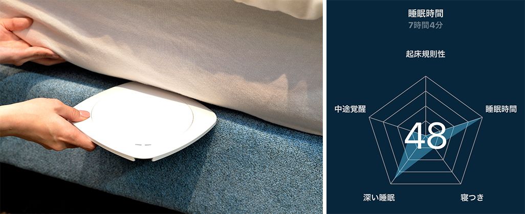 au HOMEの睡眠センサーと設置例