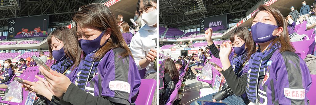 女性サポーターのみなさんがタップする様子