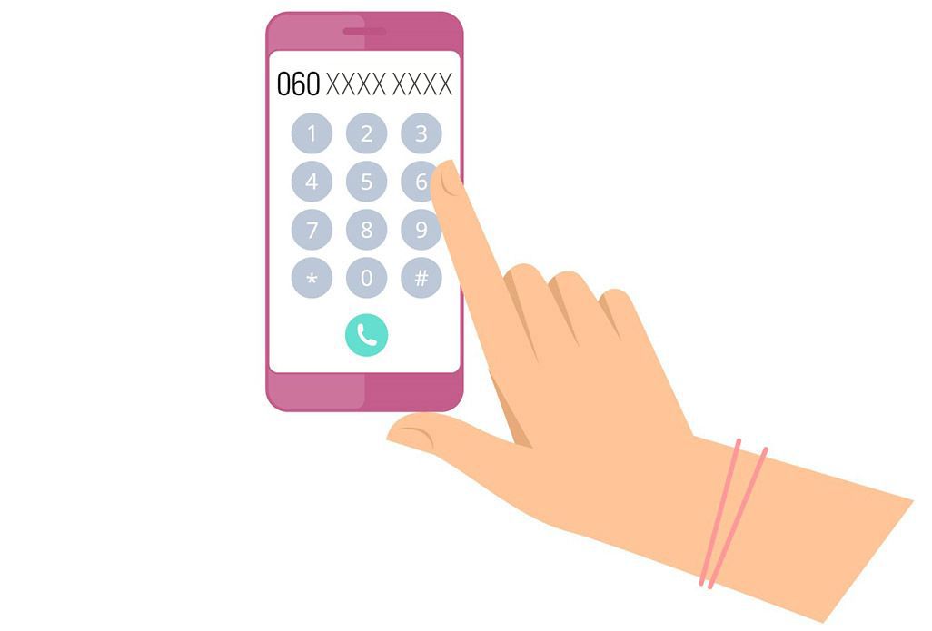 060から始まる電話番号が表示されているスマホ