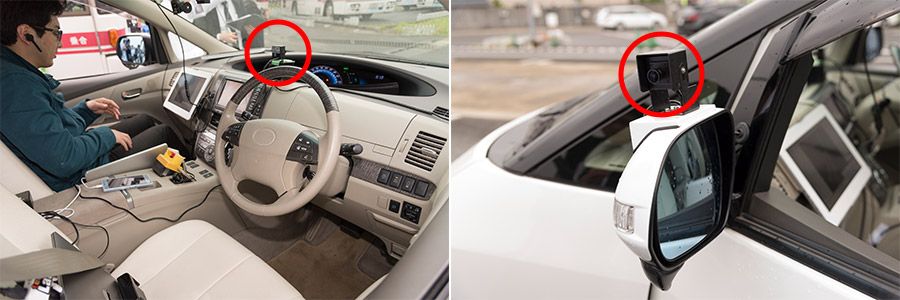 ダッシュボードとドアミラーなど計5つのカメラは遠隔制御の「目」となる