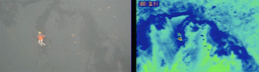スマートドローンからの映像と赤外線カメラからの映像